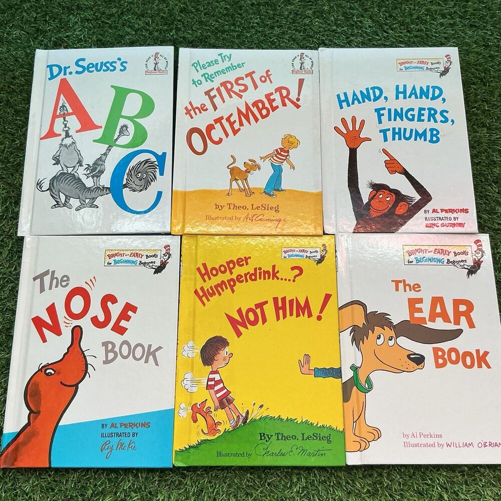 Lot 6 Vintage Dr Seuss Beginner Books Hardcover ABC Nose Ear Hand First October